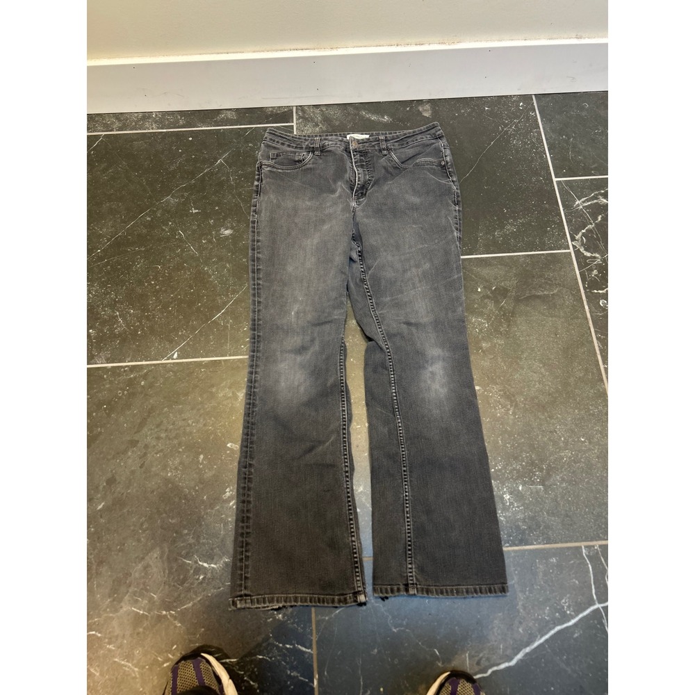 Coldwater Creek Womens Bootcut Jeans Faded Black Denim Size 14 Mid Rise Casual